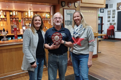 The Bill Price 'trainer of the year' award. Awarded to Dave Foster, collected on his behalf by Andy Jones. Presenetd by Lynn and Sharon, Bill's daughters.